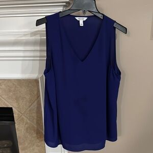 Nine West Blue Sleeveless Relaxed Tank Top